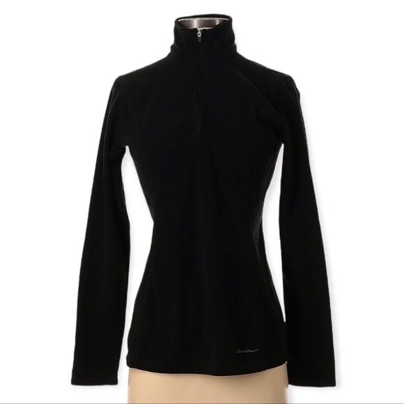 Eddie Bauer Solid Black Fleece Zip Up Jacket Size XS - Picture 1 of 2